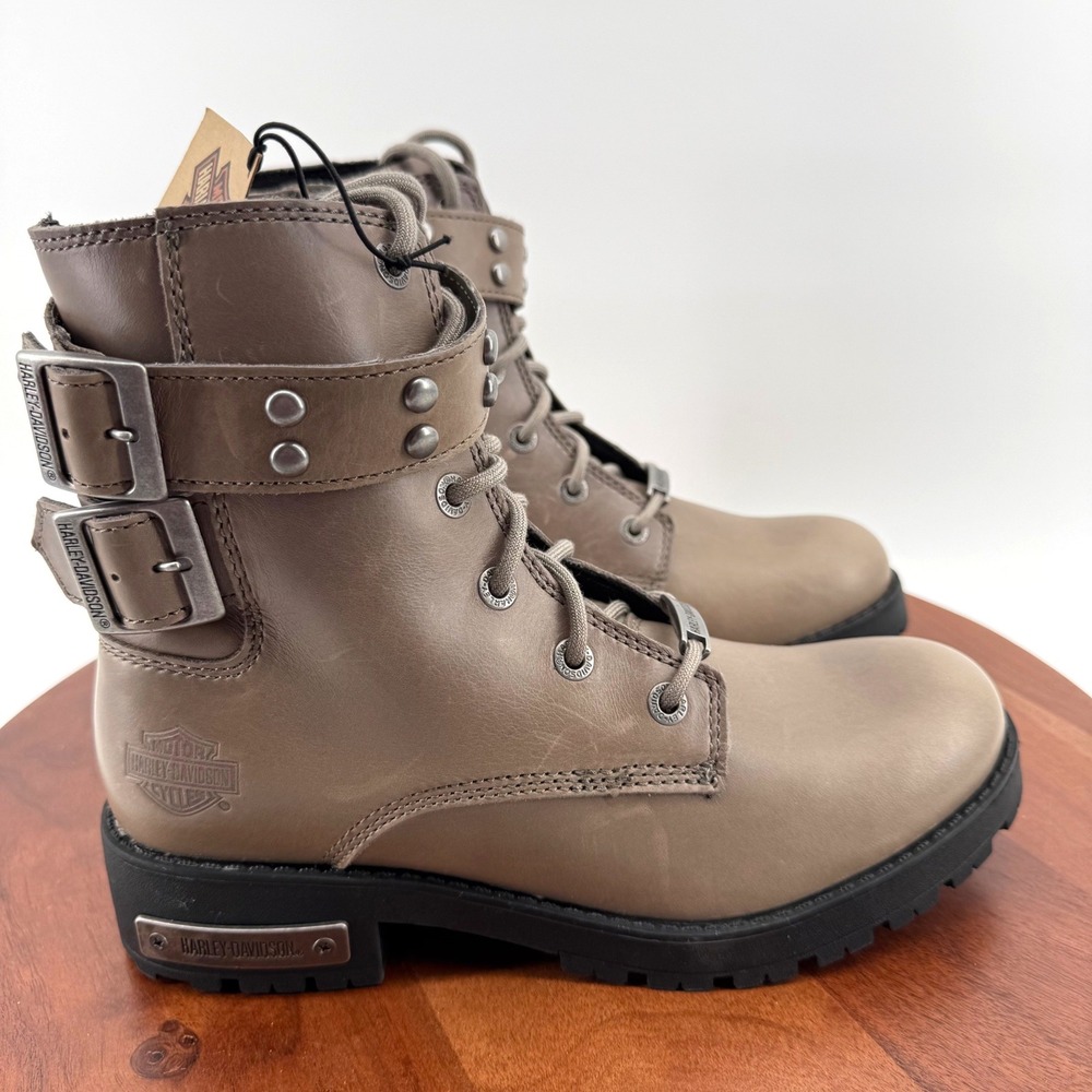Harley-Davidson Parklynn 6-Inch Leather Motorcycle Boot Taupe D84828 Women 8.5M